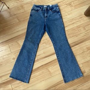 Good American Good Flare Raw Hem Jeans